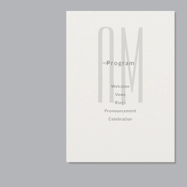 Tarjeta de Programa de Boda con Monograma Arquitec (Subido por el creador)