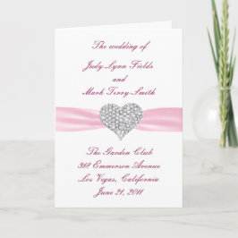 Tarjeta de Programa de Boda Corazón de Diamante Ro