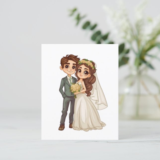 Tarjeta de Programa de Boda de Anime Adorable Orde (Anverso de pie)
