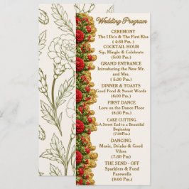 Tarjeta de Programa de Boda de Clavel Rojo de Ohio
