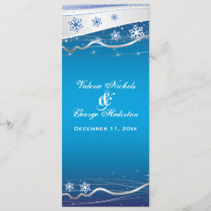 Tarjeta de programa de boda de copo de nieve gris