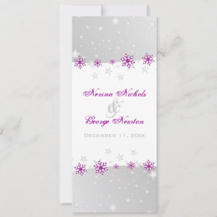 Tarjeta de programa de boda de copo de nieve gris