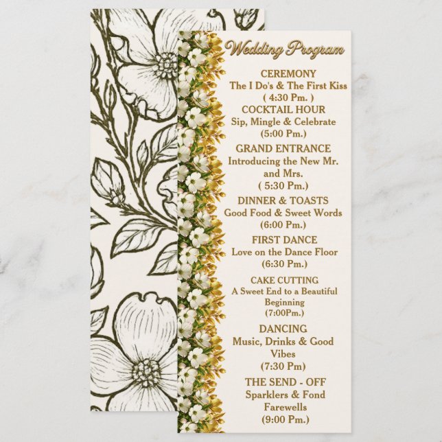 Tarjeta de programa de boda de cornejo de Virginia (Anverso / Reverso)