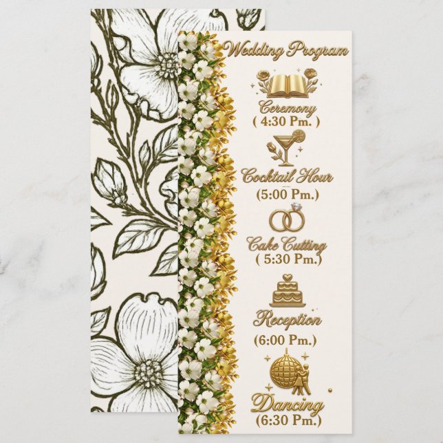 Tarjeta de programa de boda de Cornejo de Virginia (Anverso / Reverso)