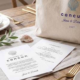Tarjeta de Programa de Boda de Destino en Blanco y