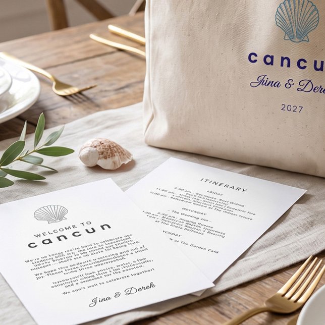 Tarjeta de Programa de Boda de Destino en Blanco y (Subido por el creador)