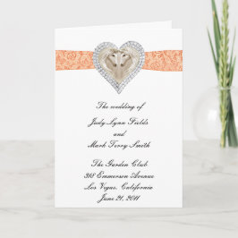 Tarjeta de Programa de Boda de Encaje Naranja Unic