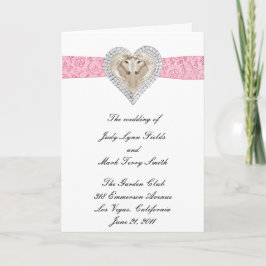 Tarjeta de programa de boda de encaje rosa de Unic
