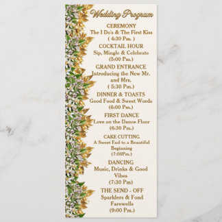 Tarjeta de programa de boda de Flor de Azahar de F