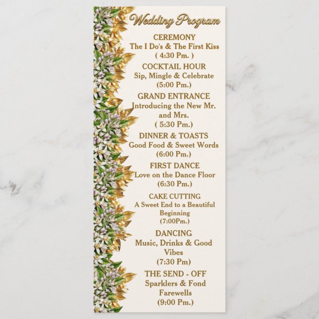 Tarjeta de programa de boda de Flor de Azahar de F (Anverso)