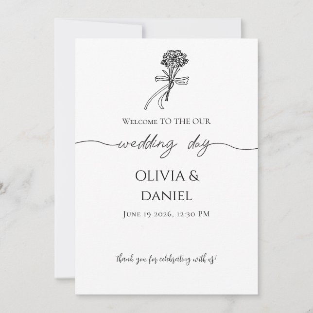 Tarjeta de Programa de Boda de Flor Silvestre Mini (Anverso)