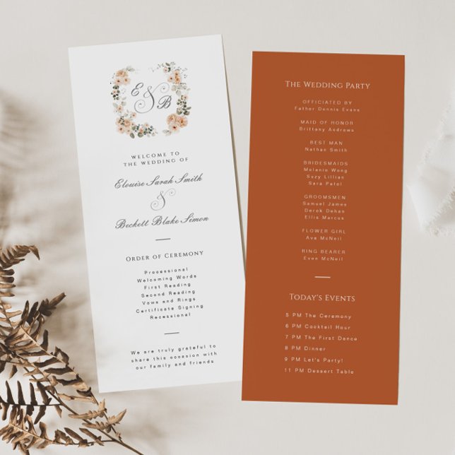 Tarjeta de programa de boda de jardín floral de Na (Subido por el creador)