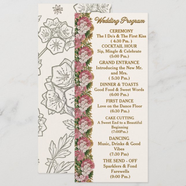 Tarjeta de programa de boda de Laurel de Montaña d (Anverso / Reverso)