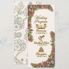 Tarjeta de programa de boda de Laurel de Montaña d