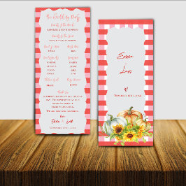 Tarjeta de Programa de Boda de Otoño con Calabaza