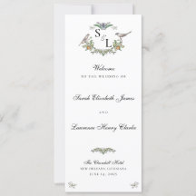 Tarjeta de Programa de Boda de Pájaros de Amor