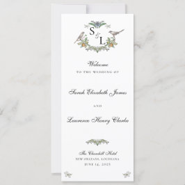 Tarjeta de Programa de Boda de Pájaros de Amor