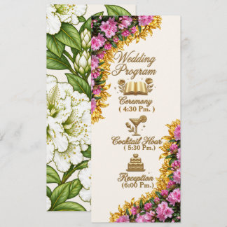 Tarjeta de Programa de Boda de Rhododendron de la