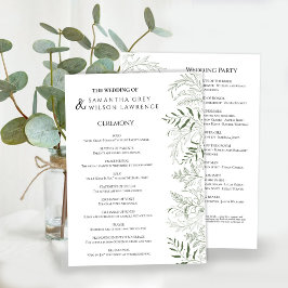 Tarjeta de Programa de Boda de Vegetación Botánica