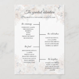 Tarjeta de Programa de Boda Floral Beige Azul Polv