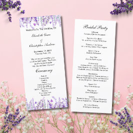 Tarjeta de programa de boda floral botánico de lav