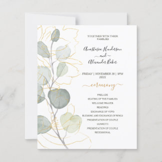 Tarjeta de programa de boda floral económico.