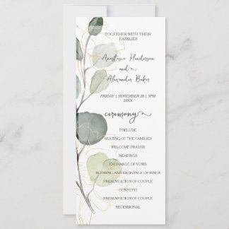 Tarjeta de programa de boda floral económico.