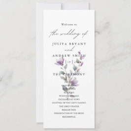 Tarjeta de programa de boda floral y elegante