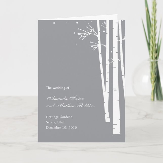 Tarjeta de programa de Boda Forestal de Invierno (Anverso)