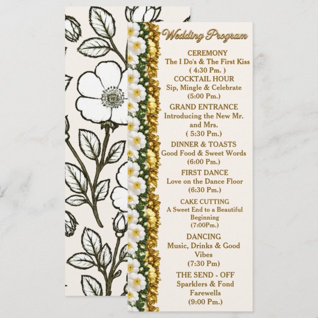 Tarjeta de programa de boda Georgia Cherokee Rose (Anverso / Reverso)