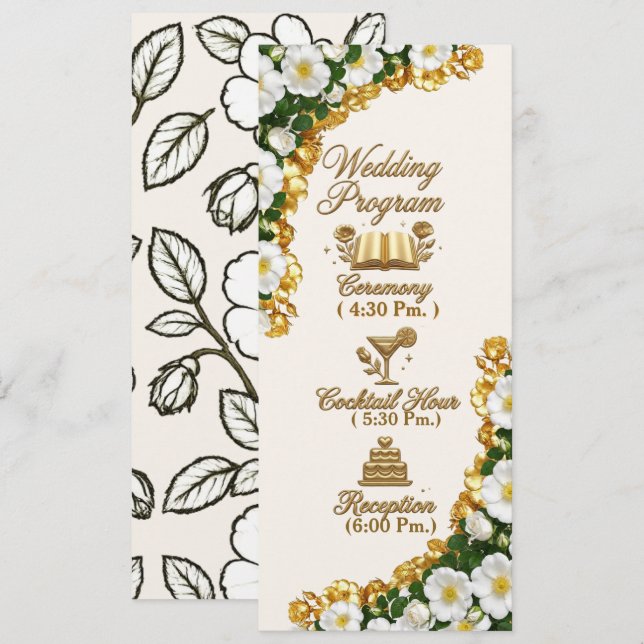 Tarjeta de programa de boda Georgia Cherokee Rose (Anverso / Reverso)