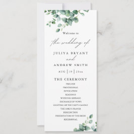 Tarjeta de programa de boda Greenery Eucalyptus sc