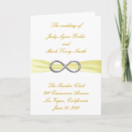 Tarjeta de programa de boda infinita amarilla