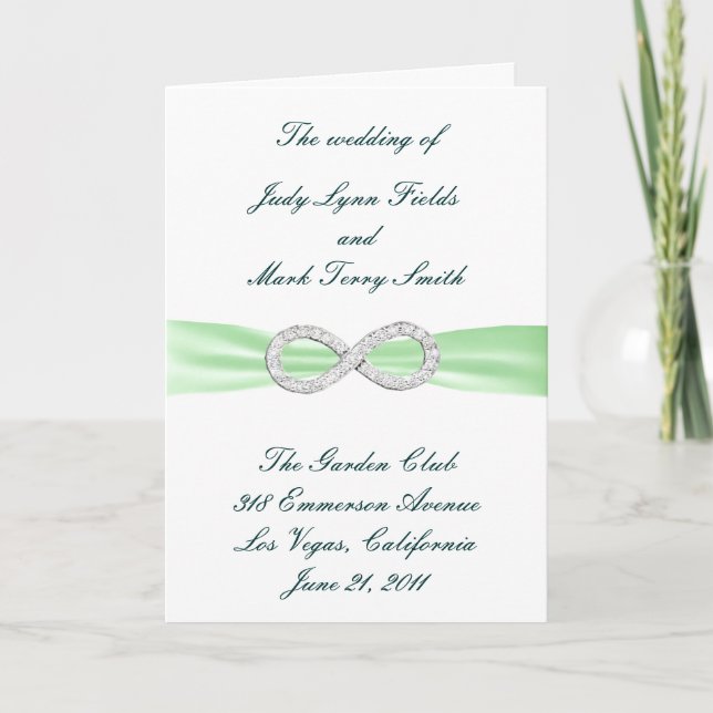 Tarjeta de programa de boda infinita de diamante v (Anverso)