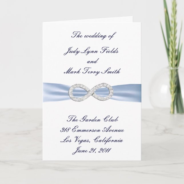 Tarjeta de programa de boda infinita de diamantes  (Anverso)