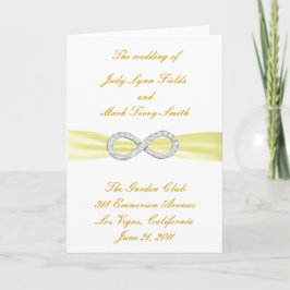 Tarjeta de programa de boda infinita de diamantes