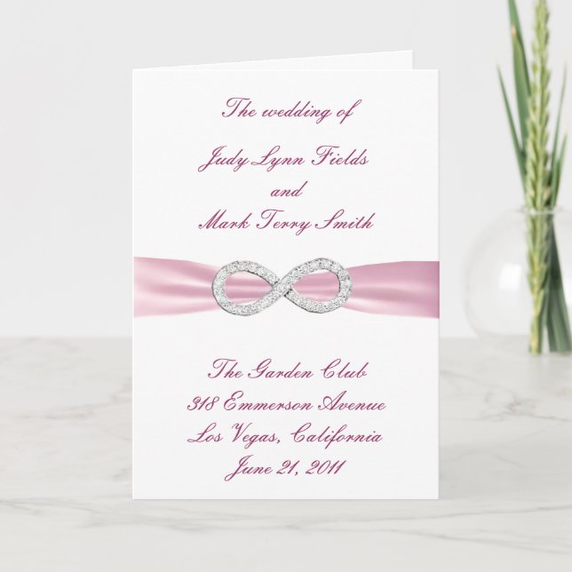 Tarjeta de programa de boda Infinity de diamante r (Anverso)