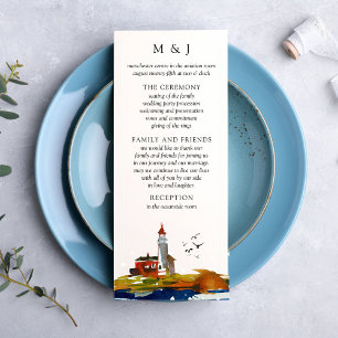Tarjeta de Programa de Boda junto al Mar