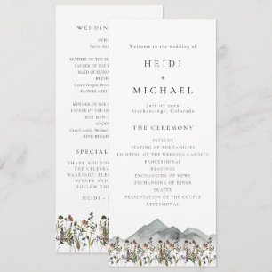 Tarjeta de programa de boda largo de HEIDI Boho Wi