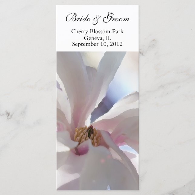 Tarjeta de programa de boda Magnolia Blossom (Anverso)