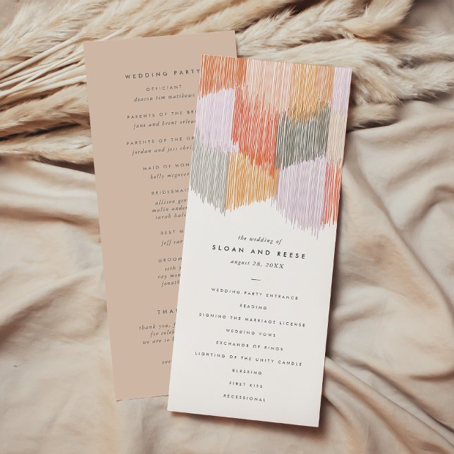 Tarjeta de programa de boda marginal moderna (Chic Modern Fringe Wedding Program Card)