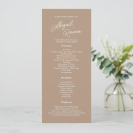 Tarjeta de Programa de Boda Minimalista con Letra 