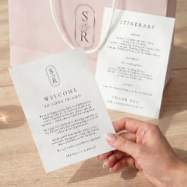 Tarjeta de Programa de Boda Minimalista con Monogr