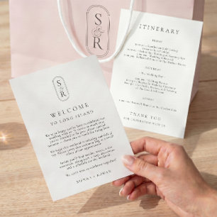 Tarjeta de Programa de Boda Minimalista con Monogr