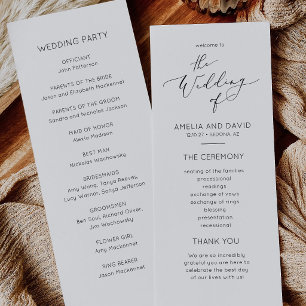 Tarjeta de Programa de Boda Minimalista Elegante