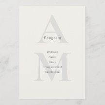 Tarjeta de Programa de Boda Mínimo Inicial Editori