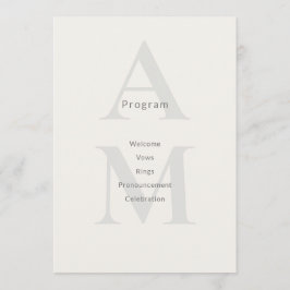 Tarjeta de Programa de Boda Mínimo Inicial Editori