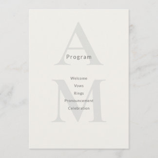Tarjeta de Programa de Boda Mínimo Inicial Editori