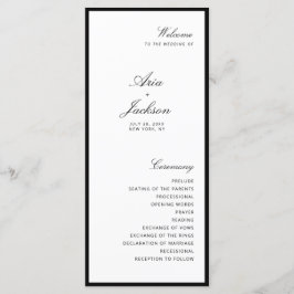 Tarjeta de programa de boda moderna con caligrafía