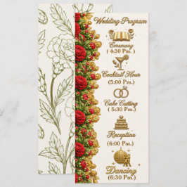 Tarjeta de programa de boda Ohio Red Carnation
